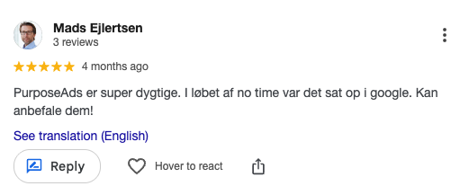 Google-anmeldelse af PurposeAds